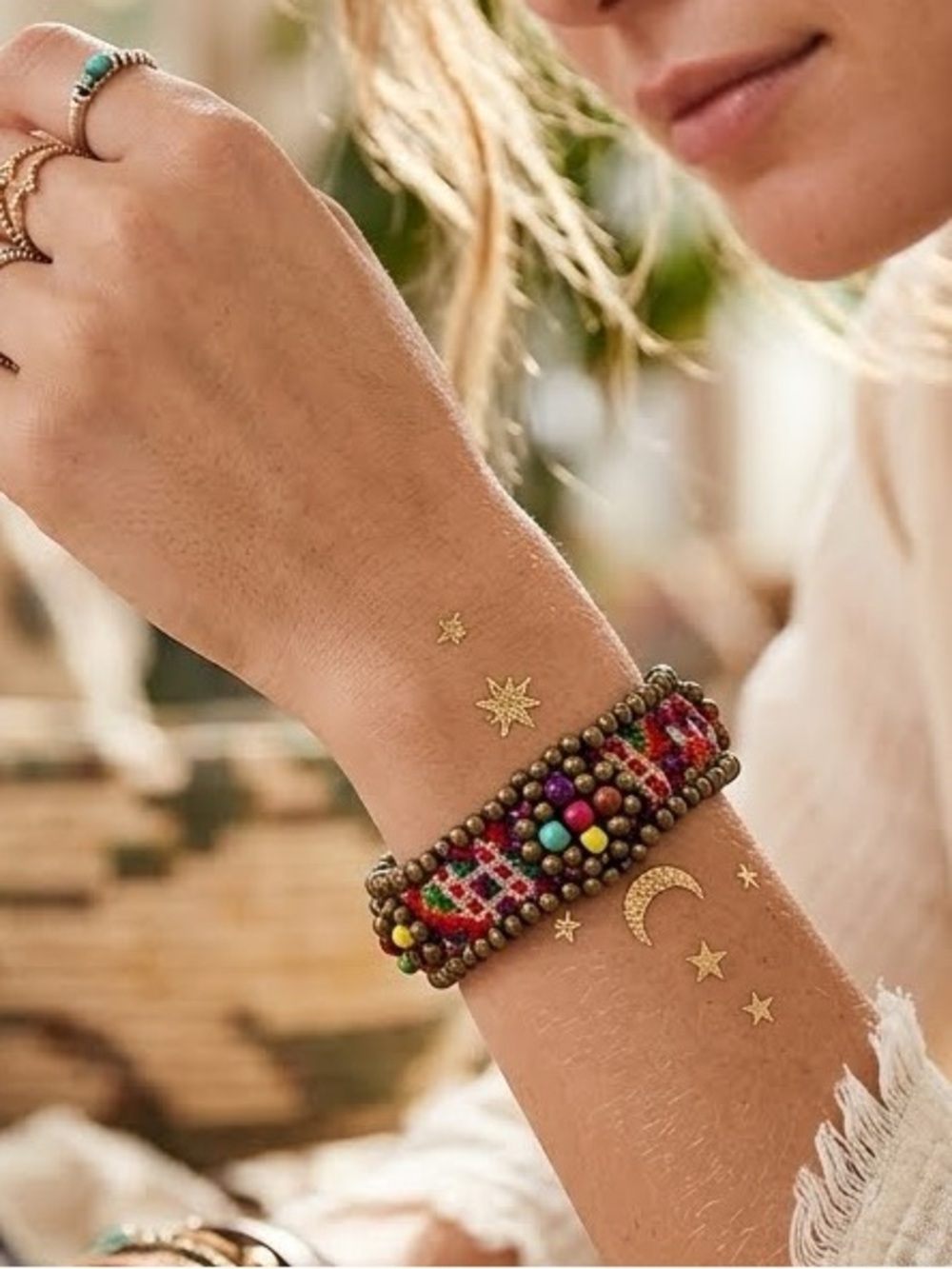Vintage Bohemian Handwoven Multicolor Beaded Cuff Bracelet